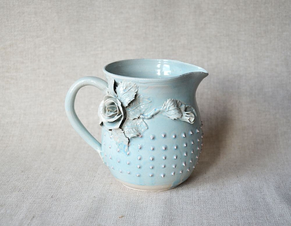 Set da Té Roseto Azzurro Puntinato Completo in gres